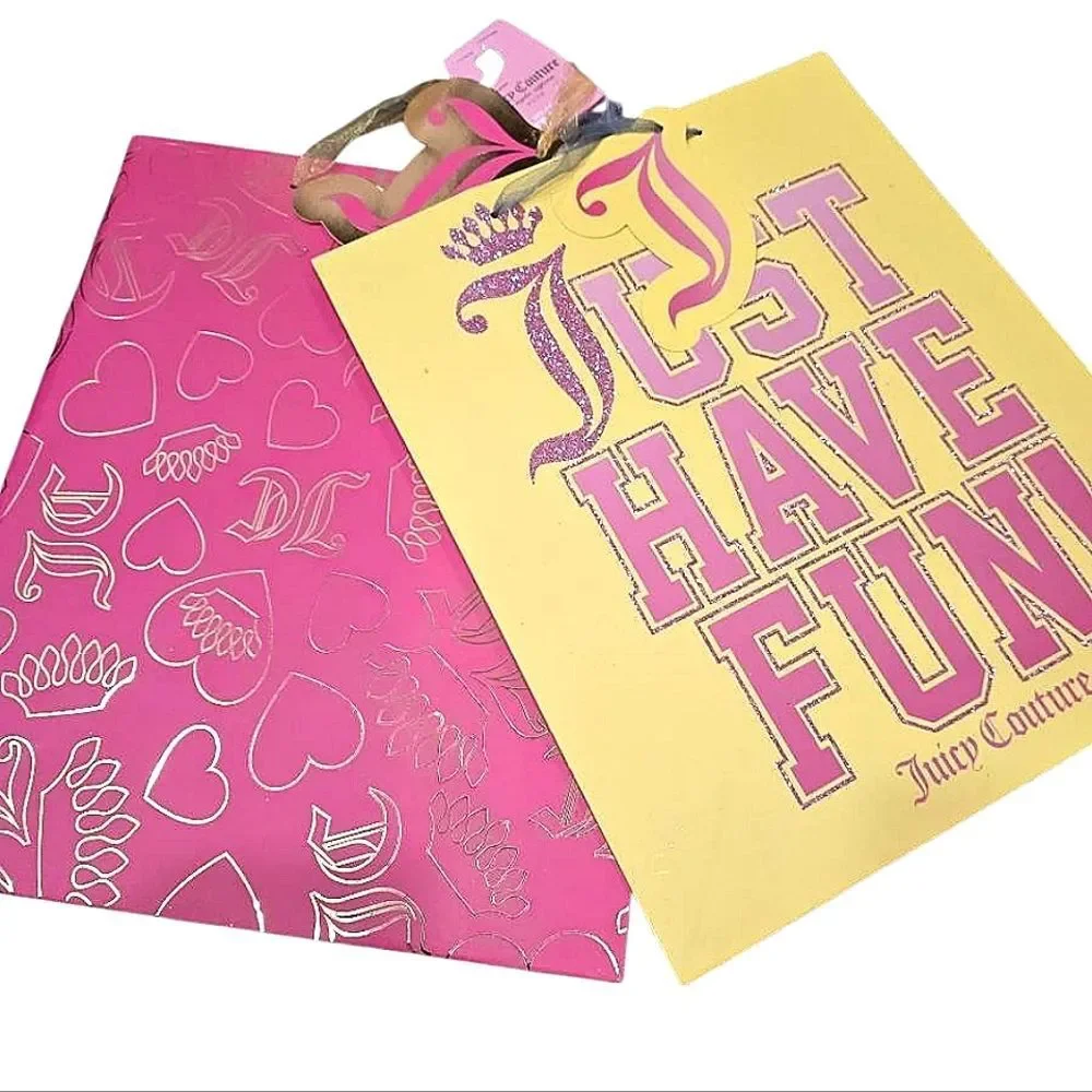 Juicy Couture Home Just Have Fun & JC Hearts Logo Gift Bag Set